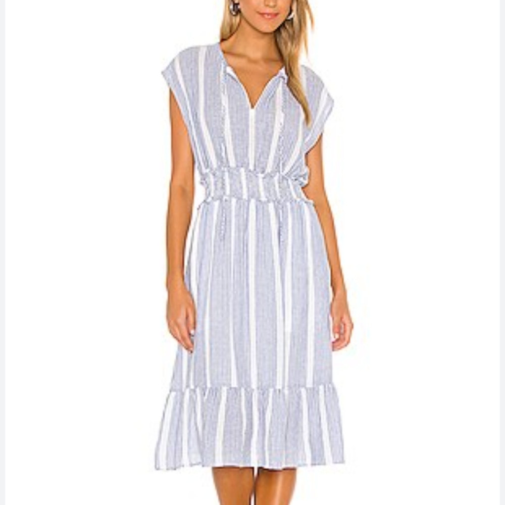 Rails Blue and White Striped Midi Dress